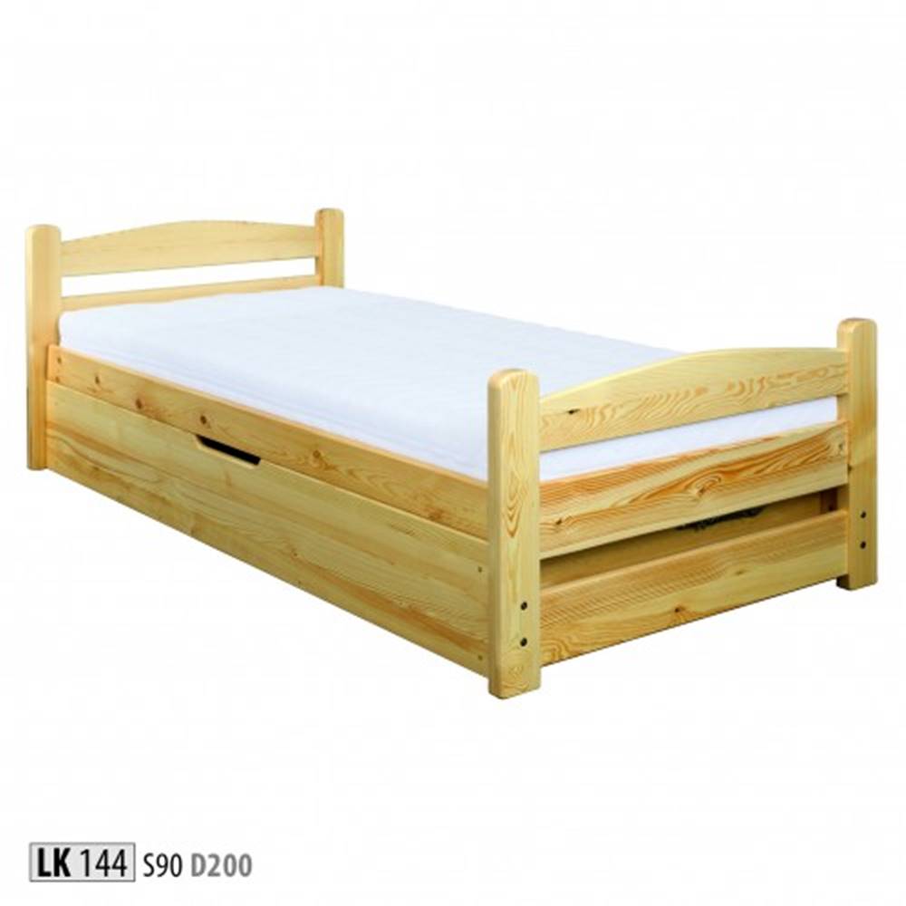 Drewmax  Jednolôžková posteľ - masív LK144| 90 cm borovica, značky Drewmax
