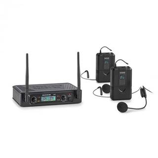 Auna Pro  UHF200F-2B, sada 2-kanálových UHF bezdrôtových mikrofónov, prijímač, 2 x vreckový vysielač – headset, značky Auna Pro