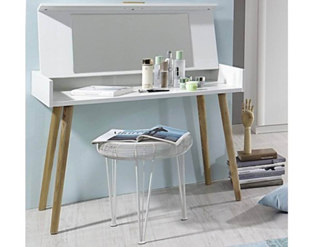 ASKO - NÁBYTOK Toaletný / písací stolík so zrkadlom Kolding, biely/jaseň, značky ASKO - NÁBYTOK
