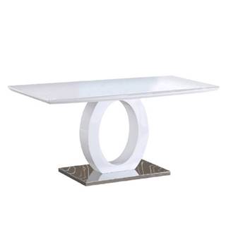 Kondela Jedálenský stôl biela vysoký lesk/oceľ 150x80 cm ZARNI, značky Kondela