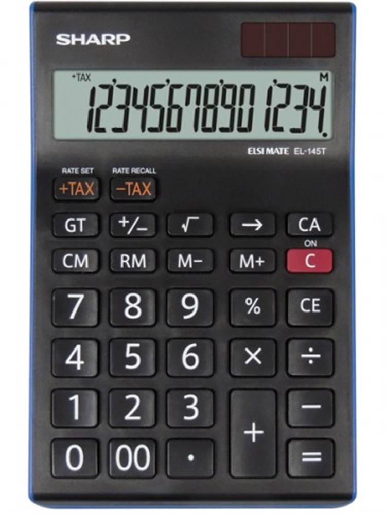 Sharp Kancelárska kalkulačka  EL-145TBL, solárne napájanie, značky Sharp