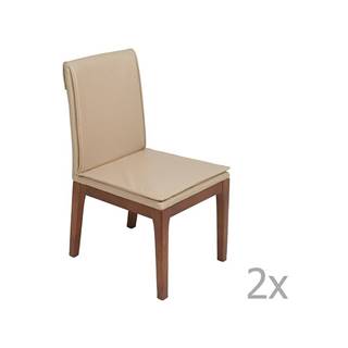 Santiago Pons Sada 2 krémovo-bielych jedálenských stoličiek s konštrukciou z dubového dreva  Donato, značky Santiago Pons