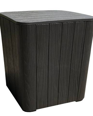 Záhradný úložný box/príručný stolík čierna IBLIS
