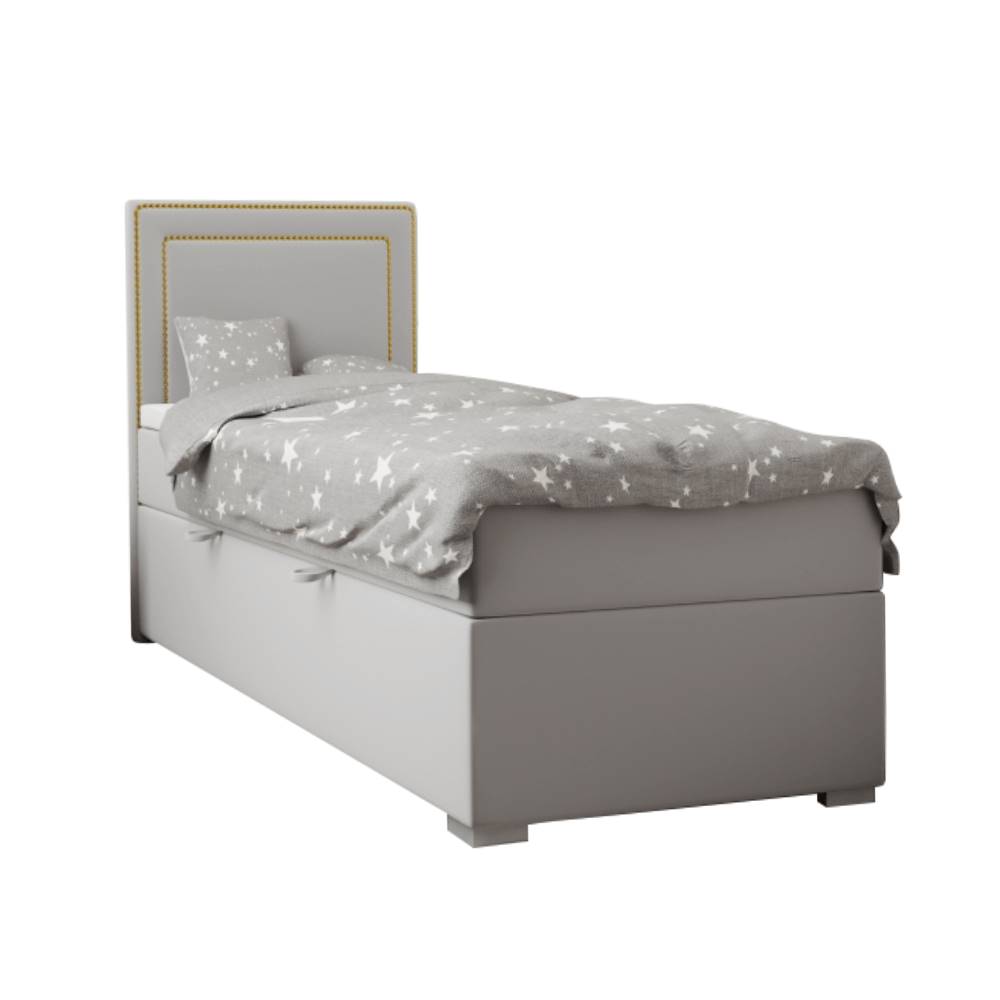 Kondela Boxspringová posteľ jednolôžko svetlosivá 80x200 ľavá BILY, značky Kondela