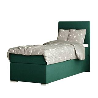 Kondela Boxspringová posteľ jednolôžko zelená 80x200 pravá SAFRA, značky Kondela