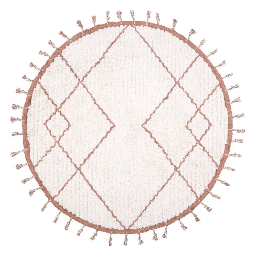 Nattiot Bielo-hnedý bavlnený ručne vyrobený koberec  Come, ø 120 cm, značky Nattiot