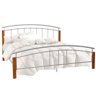 Kondela Manželská posteľ drevo jelša/strieborný kov 180x200 MIRELA, značky Kondela
