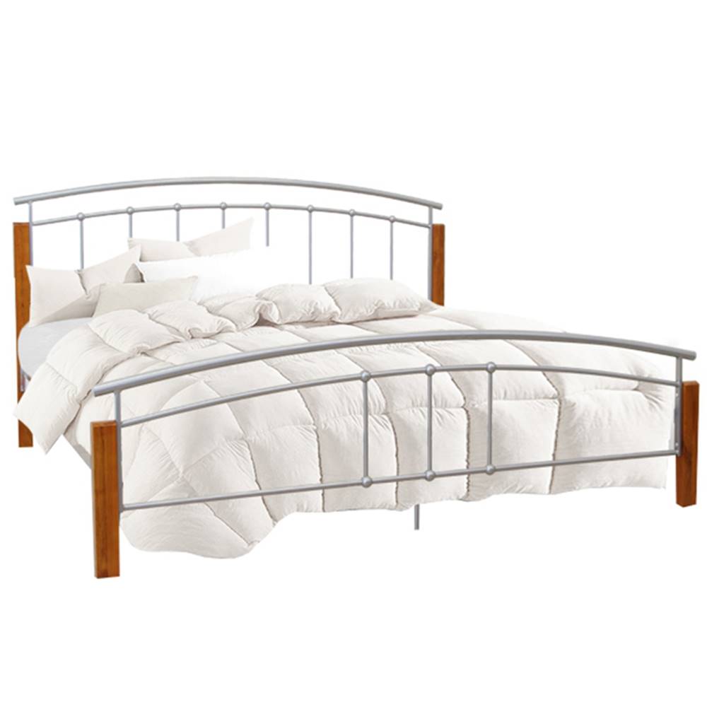 Kondela Manželská posteľ drevo jelša/strieborný kov 180x200 MIRELA, značky Kondela