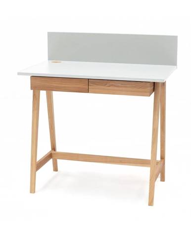Biely písací stôl s podnožím z jaseňového dreva Ragaba Luka, dĺžka 85 cm