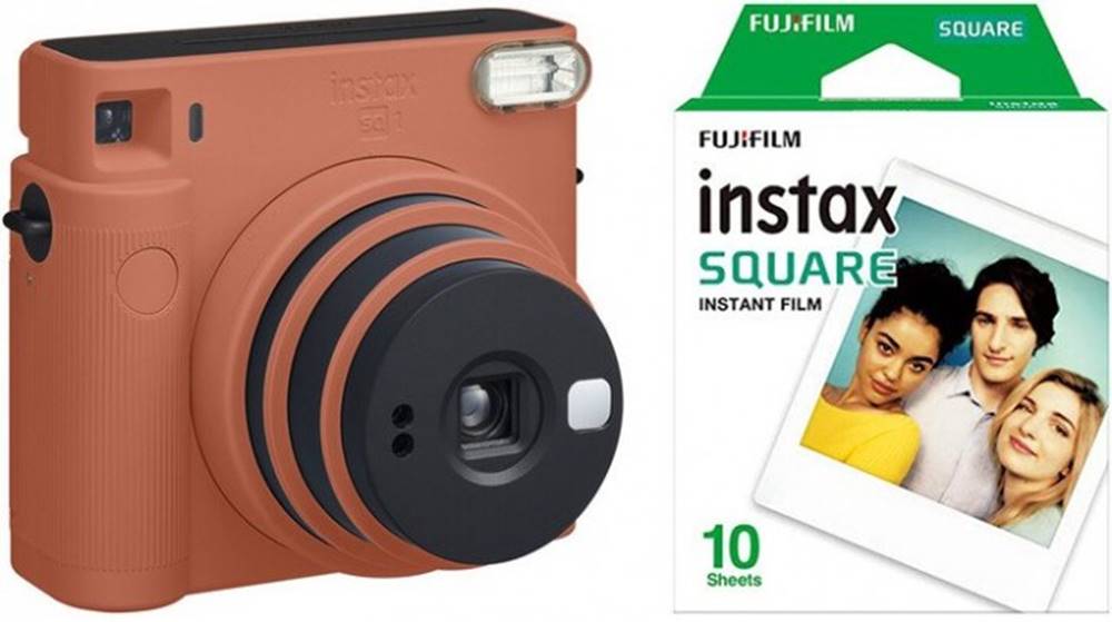 Fuji Fotoaparát film Instax Square SQ1, oranžová +fotopapier 10ks, značky Fuji
