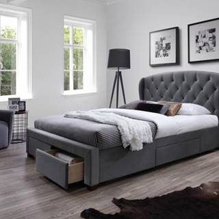 OKAY nábytok Čalúnená posteľ Etienne 160x200, sivá, vrátane roštu a ÚP, značky OKAY nábytok