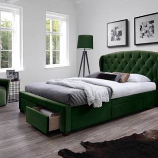 OKAY nábytok Čalúnená posteľ Etienne 160x200, zelená, vrátane roštu a ÚP, značky OKAY nábytok