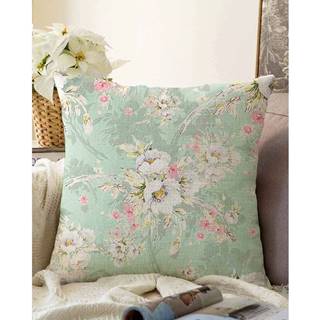 Minimalist Cushion Covers Zelená obliečka na vankúš s prímesou bavlny  Blossom, 55 x 55 cm, značky Minimalist Cushion Covers
