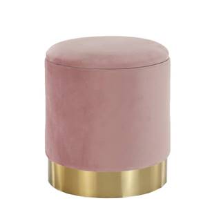 Kondela Taburet ružová Velvet látka/gold chróm-zlatá ANIZA, značky Kondela
