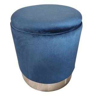 Kondela Taburet s úložným priestorom modrá Velvet látka/strieborná chróm DARON, značky Kondela