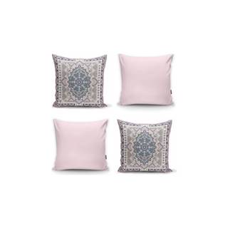 Minimalist Cushion Covers Súprava 4 dekoratívnych obliečok na vankúše  Pink Ethnic, 45 x 45 cm, značky Minimalist Cushion Covers