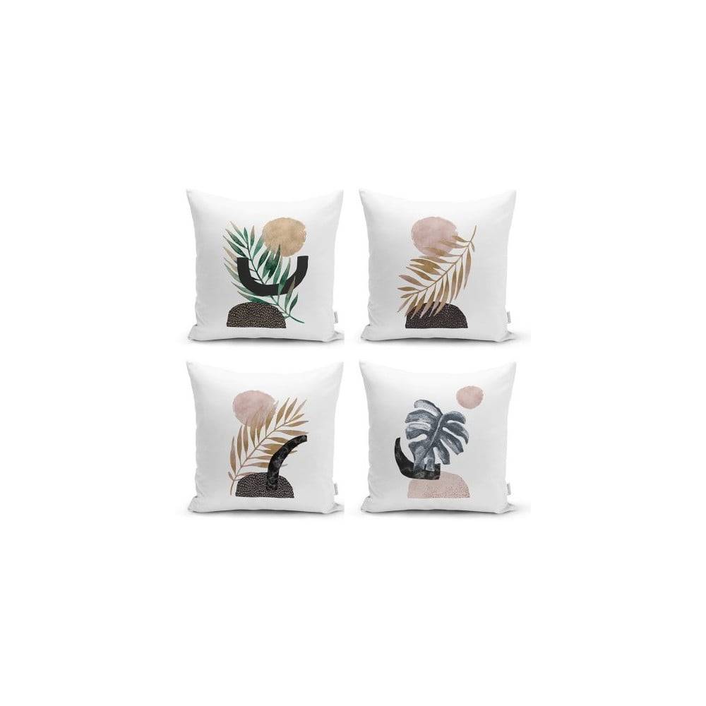 Minimalist Cushion Covers Súprava 4 dekoratívnych obliečok na vankúše  Geometric Leaf, 45 x 45 cm, značky Minimalist Cushion Covers