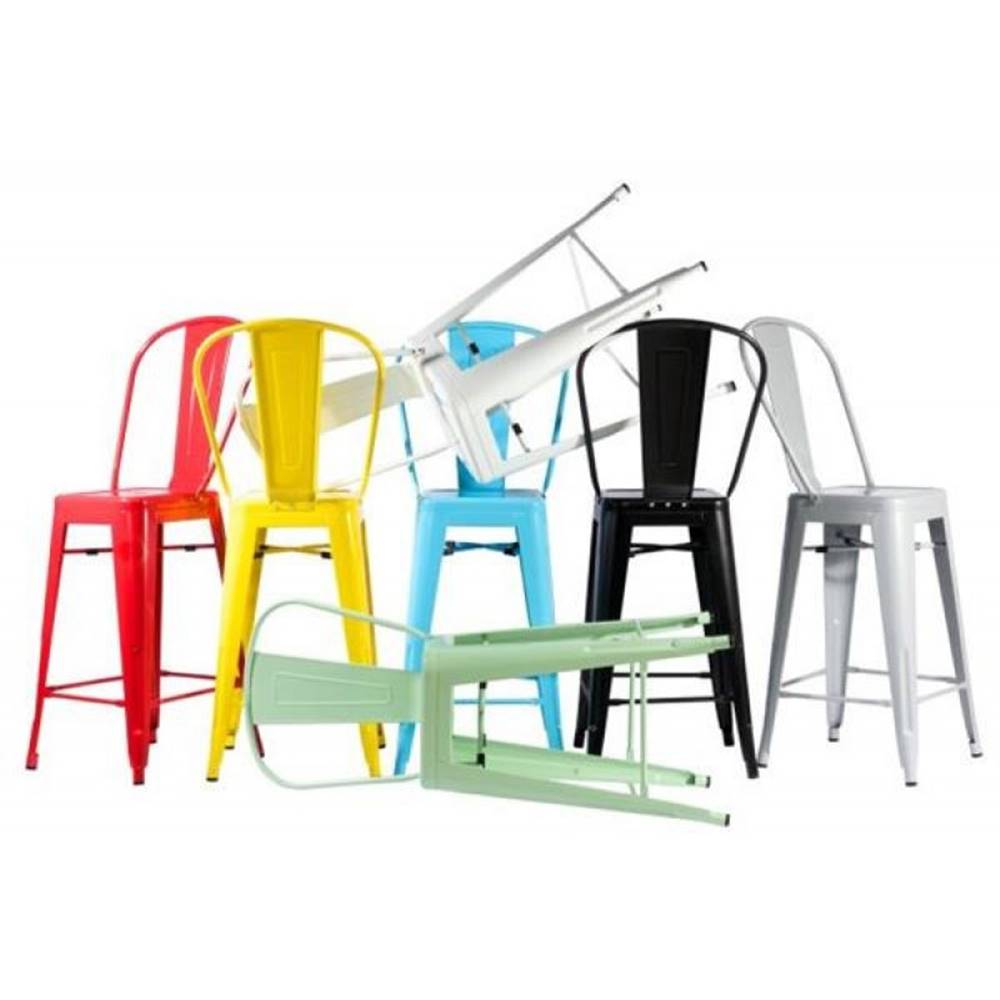ArtD  Barová stolička Paris Back inšpirovaná Tolix modrá, značky ArtD