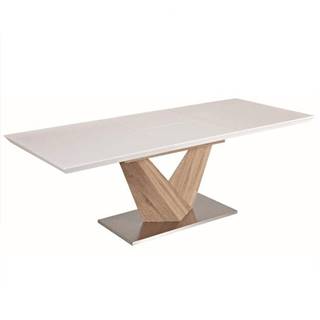 Jedálenský stôl biela extra vysoký lesk HG/dub sonoma 160x90 cm DURMAN