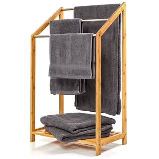 Blumfeldt  Vešiak uteráky, 3 kovové tyčky uteráky, 51x86x31cm, schodíkový dizajn, bambus, značky Blumfeldt
