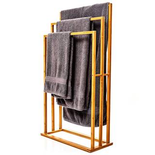 Blumfeldt  Vešiak uteráky, 3 tyčky uteráky, 55 x 100 x 24 cm, schodíkový dizajn, bambus, značky Blumfeldt