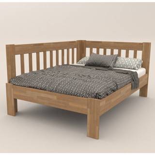 Rohová posteľ APOLONIE buk/ľavá, 140x200 cm