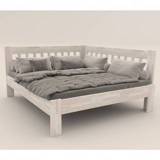 Sconto Rohová posteľ APOLONIE pravá, buk/biela, 160x200 cm, značky Sconto