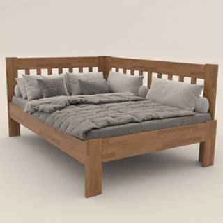 Rohová posteľ APOLONIE pravá, dub/svetlý orech, 140x200 cm