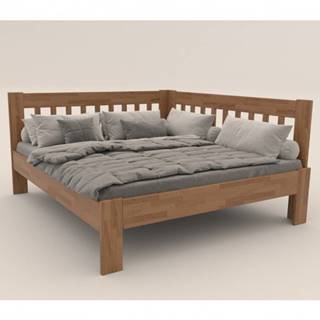 Sconto Rohová posteľ APOLONIE pravá, dub/svetlý orech, 160x200 cm, značky Sconto