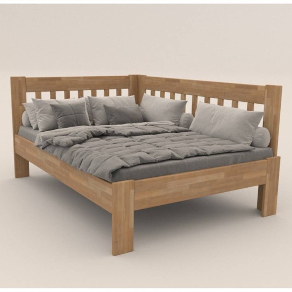 Sconto Rohová posteľ APOLONIE buk/pravá, 140x200 cm, značky Sconto