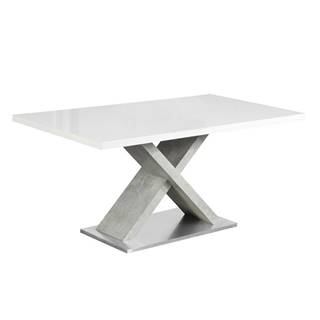 Jedálenský stôl biela s vysokým leskom HG/betón 160x90 cm FARNEL