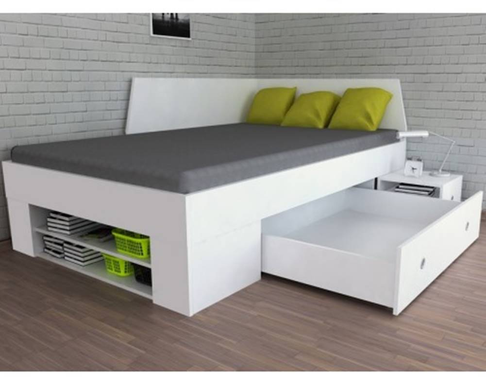 ASKO - NÁBYTOK Úložná posteľ so zástenou Junior 120x200 cm, biela, značky ASKO - NÁBYTOK
