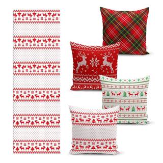 Minimalist Cushion Covers Súprava 4 vianočných obliečok na vankúš a behúň na stôl  Nordic Knit, značky Minimalist Cushion Covers