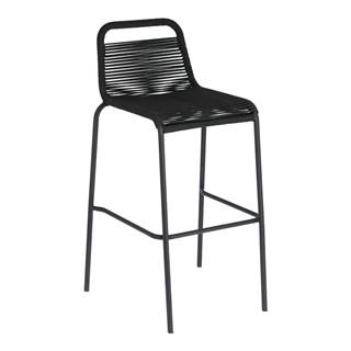 La Forma Čierna barová stolička s oceľovou konštrukciou Kave Home Glenville, výška 74 cm, značky La Forma