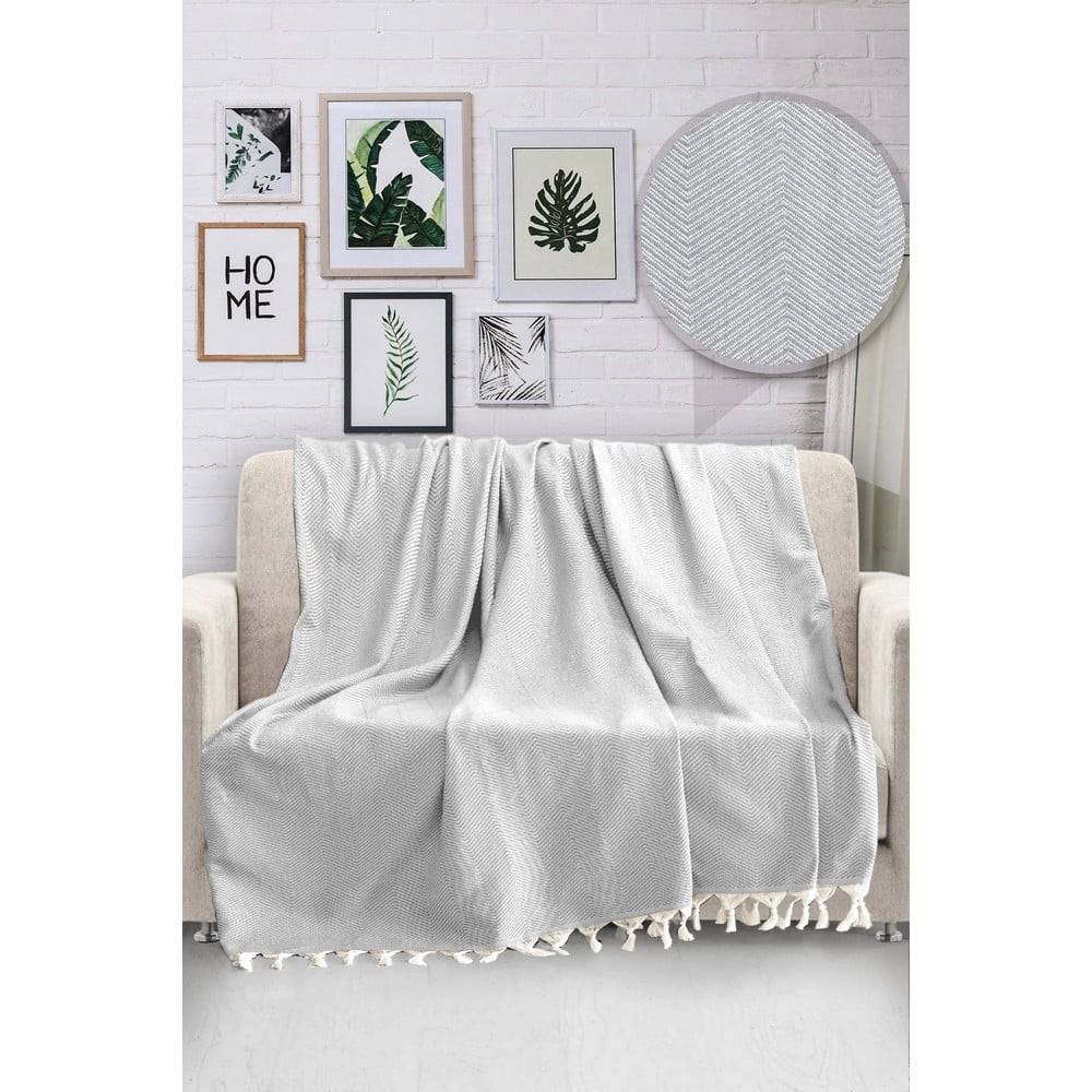 Viaden Svetlosivý bavlnený pléd cez posteľ  HN, 170 x 230 cm, značky Viaden