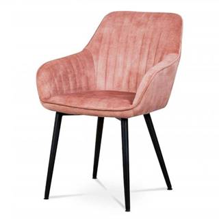 AUTRONIC AC-9981 PINK4 Jedálenská a konferenčná stolička, poťah ružová látka v dekore žíhaného zamatu, kovové nohy - čierny lak