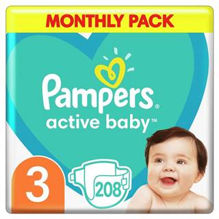 PAMPERS  ACTIVE BABY MONTHLY BOX S3 208KS, 6-10KG, značky PAMPERS