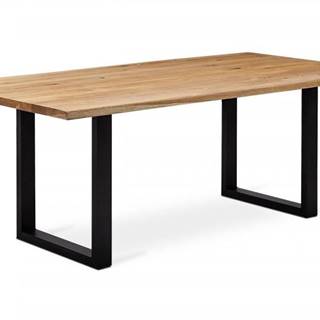AUTRONIC  DS-M179 OAK Jedálenský stôl 180x90x75 cm, masív dub, povrchová úprava olejom, kovová podnož 8x4 cm, čierny matný lak, značky AUTRONIC