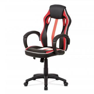 AUTRONIC KA-V505 RED kancelárska stolička,červená-čierna -biela ekokoža+MESH, hojdací mech, kríž plast čierny