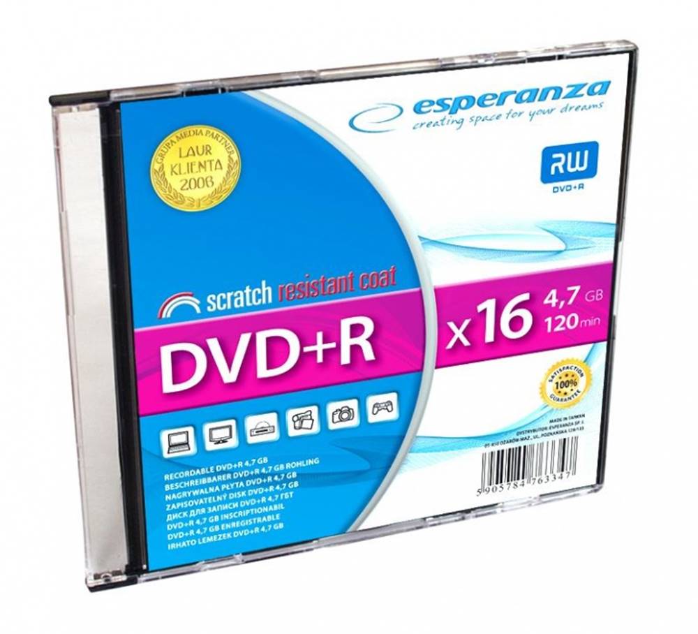 Esperanza ESPERANZA DVD+R SLIM JEWEL CASE 1 4,7 GB 16X, značky Esperanza
