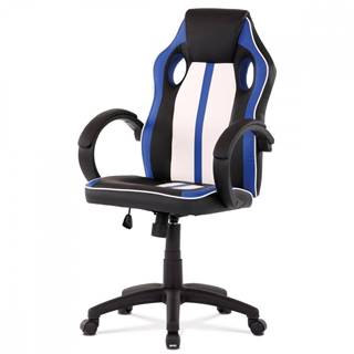 AUTRONIC KA-Z505 BLUE Herná stolička, modrá, biela a čierna ekokoža, hojdací mechanizmus