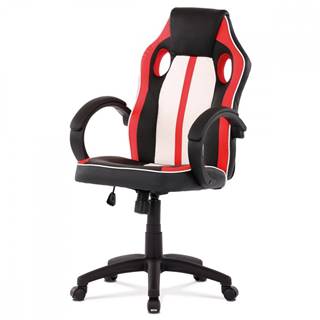 AUTRONIC  KA-Z505 RED Herná stolička, červená, biela a čierna ekokoža, hojdací mechanizmus, značky AUTRONIC