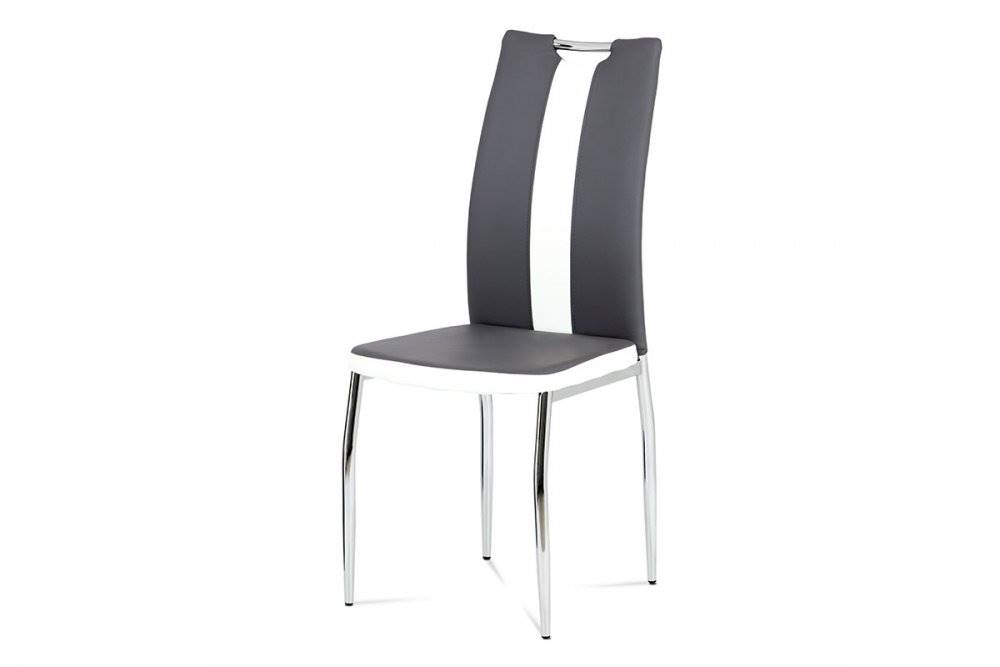 AUTRONIC  AC-2202 GREY jedálenská stolička koženka šedá+biela/chróm, značky AUTRONIC
