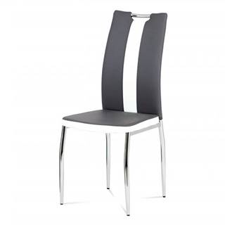 AUTRONIC AC-2202 GREY jedálenská stolička koženka šedá+biela/chróm