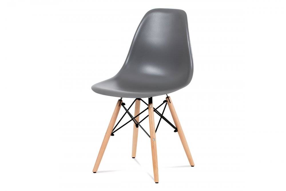AUTRONIC  CT-758 GREY jedálenská stolička, plast sivý / masív buk / kov čierny, značky AUTRONIC