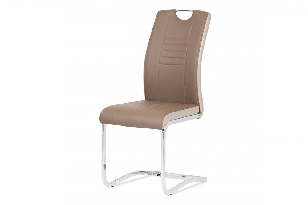AUTRONIC  DCL-406 COF jedálenská stolička, koženka coffee, boky kapučíno, chróm, značky AUTRONIC