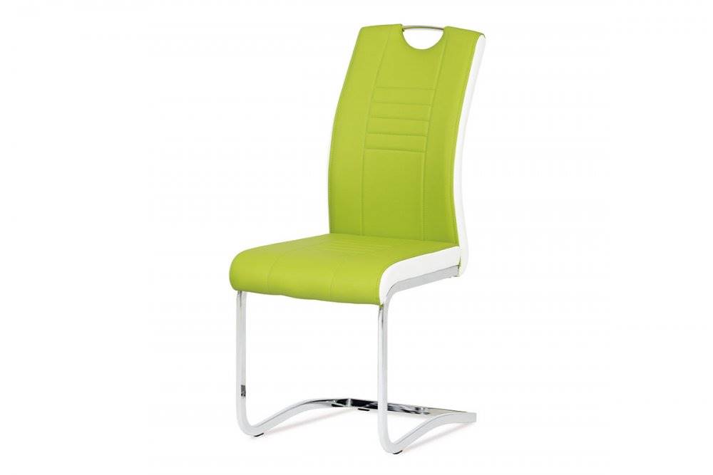 AUTRONIC  DCL-406 LIM jedálenská stolička, koženka zelená, biele boky, chróm, značky AUTRONIC