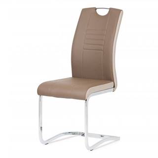 AUTRONIC DCL-406 COF jedálenská stolička, koženka coffee, boky kapučíno, chróm