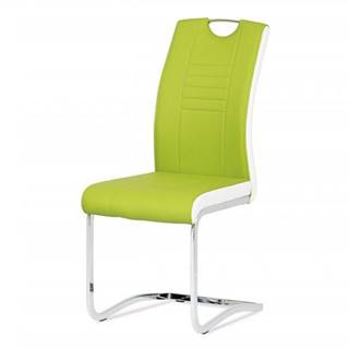 AUTRONIC DCL-406 LIM jedálenská stolička, koženka zelená, biele boky, chróm