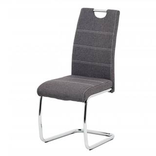 AUTRONIC  HC-482 GREY2 Jedálenská stolička, poťah sivá látka, biele prešitie, kovová chrómovaná perová podnož, značky AUTRONIC